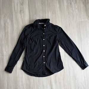 Dalia Navy Microdots Button-Down Shirt, Size XS